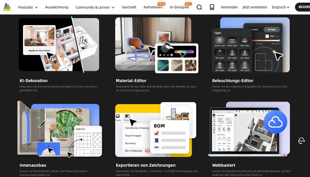 Screenshot: KI Tool Homestyler für Innenarchitektur und Raumgestaltung